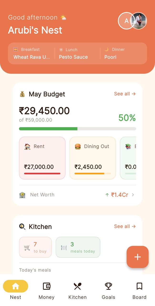 Nest app — Today snapshot