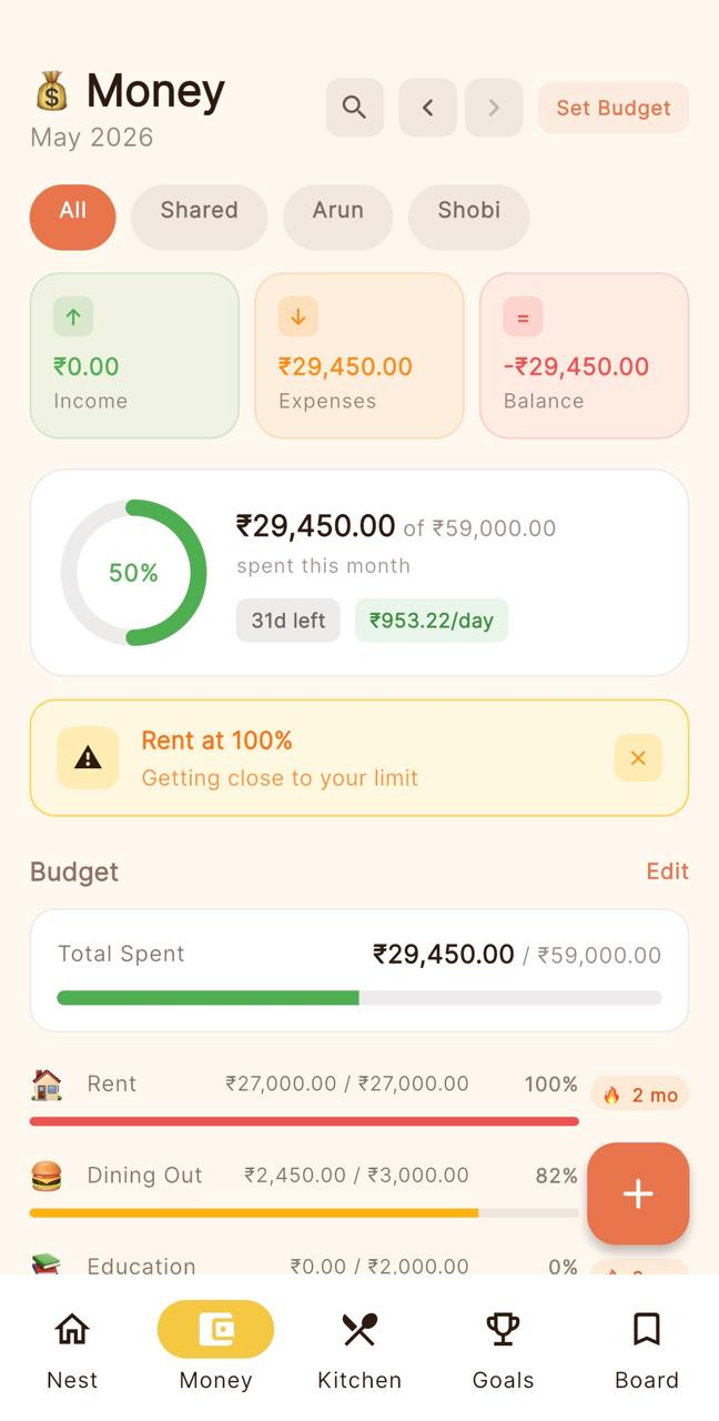 Nest app — Shared budget