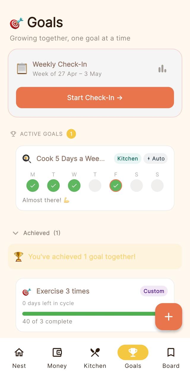 Nest app — Goals & streaks